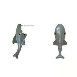Small Shark Biting Ears Cute Funny Design| Stud Earring Art Stud Jewelry Gift